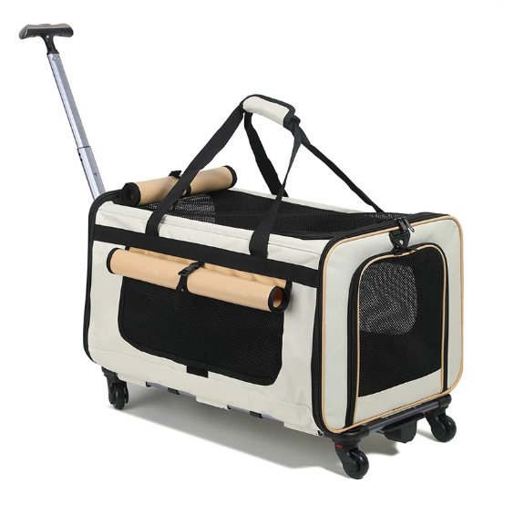 Portable, Large-Capacity Rolling Pet Carrier for Cats and Small Dogs