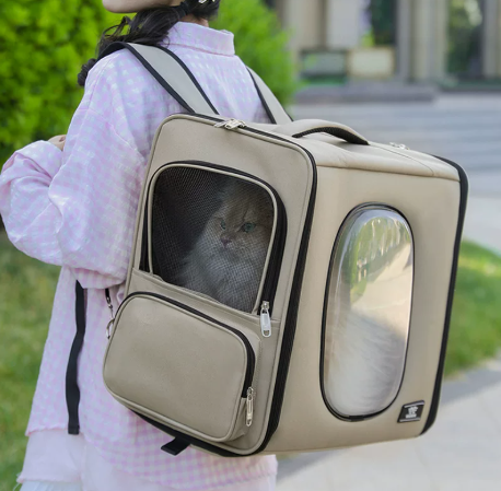 Large-Capacity Double-Decker Pet Trolley Bag – Portable Cat Carrier Backpack with Wheels