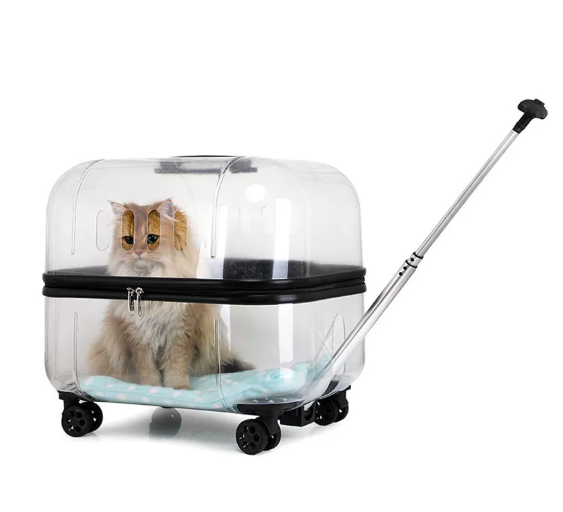 Portable High-Capacity Rolling Pet Carrier for Cats and Small Dogs