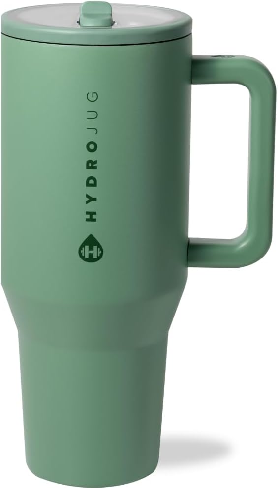 HydroJug Traveler 40oz, Insulated Tumbler with Handle & Straw, Lemon Lime
