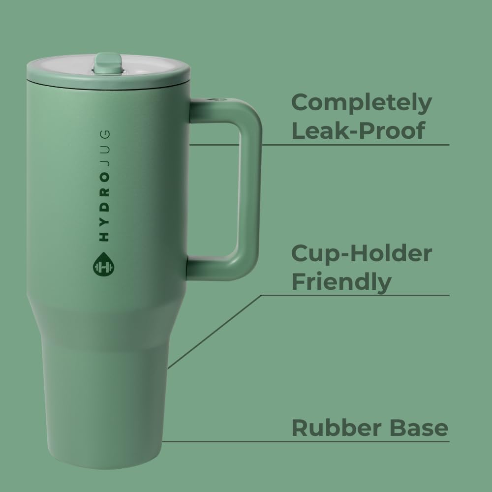 HydroJug Traveler 40oz, Insulated Tumbler with Handle & Straw, Lemon Lime