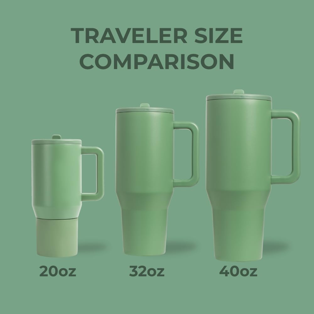 HydroJug Traveler 40oz, Insulated Tumbler with Handle & Straw, Lemon Lime