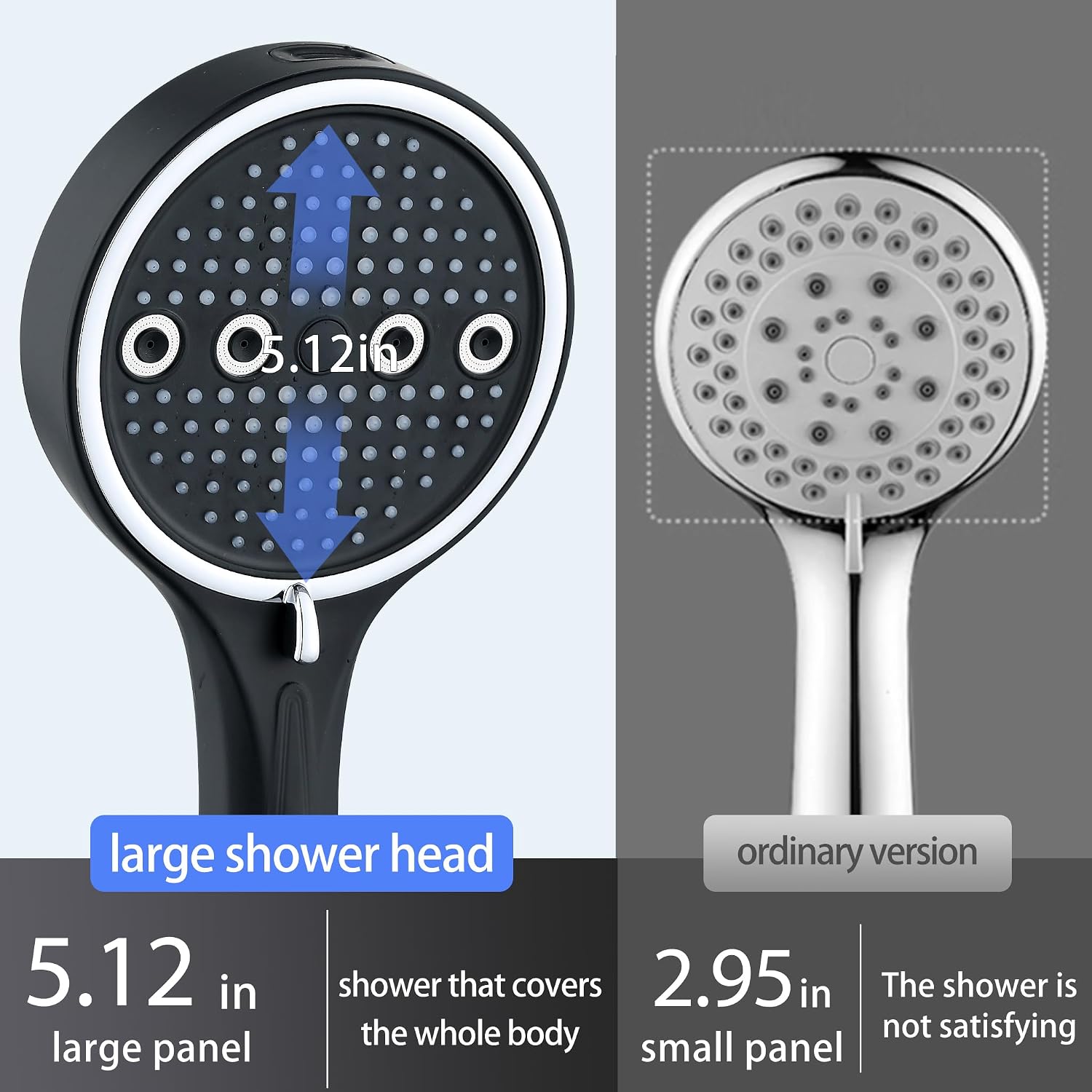 Handheld Shower Head with Hose, 6 Spray Settings, High Pressure, Chrome Finish, Rain, Pulse, Boost, Spray, Mix, Cleaning Modes (Chrome)