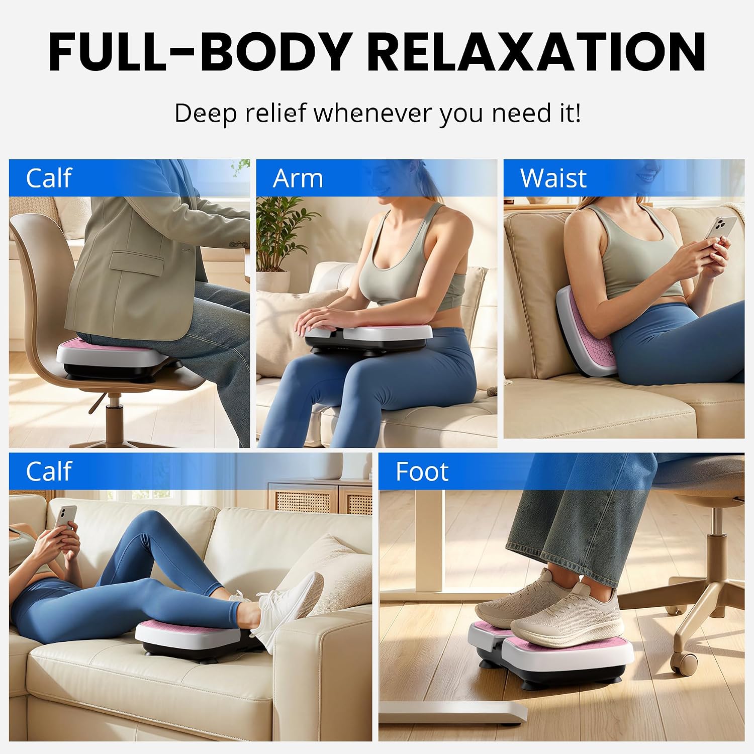 Mini Vibration Plate Machine, Leg Waist Workout Vibrating Plate Portable Quiet Percussion Massager for Legs, Waist, Back, Neck Vibration Massager,Buttocks Muscle Stiffness Relief