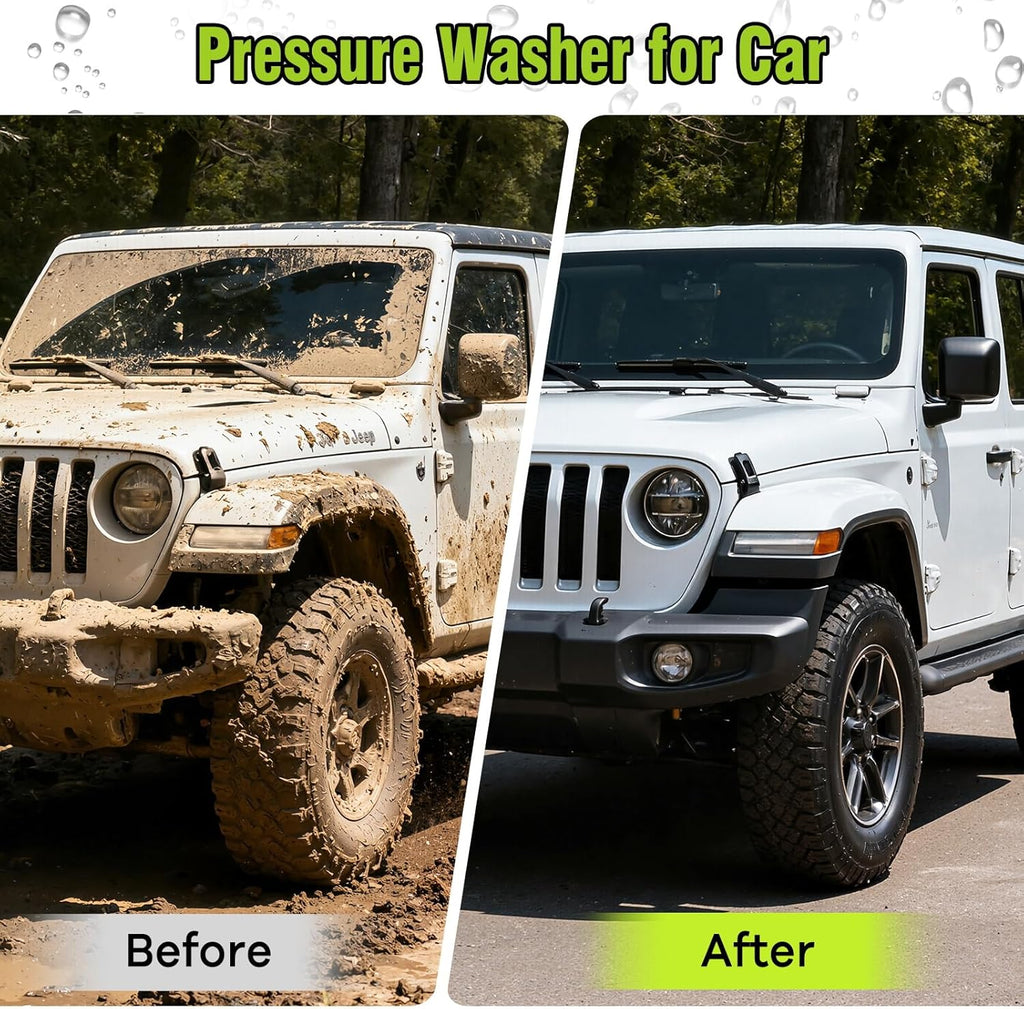 Pressure Washer, Power Washer with 4 Quick Connect Nozzles 1 Foam Cannon, High Pressure Cleaning Machine for Cars/Fences/Driveways/Patios/Farms/Home Cleaning(Bright Green)