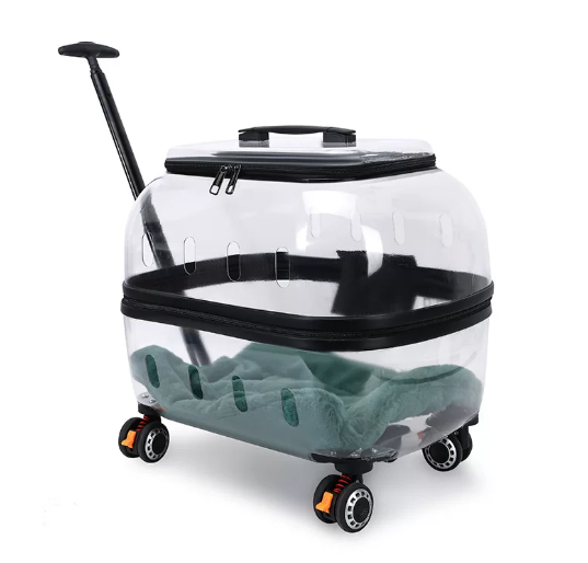 Portable High-Capacity Rolling Pet Carrier for Cats and Small Dogs