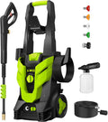 Pressure Washer, Power Washer with 4 Quick Connect Nozzles 1 Foam Cannon, High Pressure Cleaning Machine for Cars/Fences/Driveways/Patios/Farms/Home Cleaning(Bright Green)