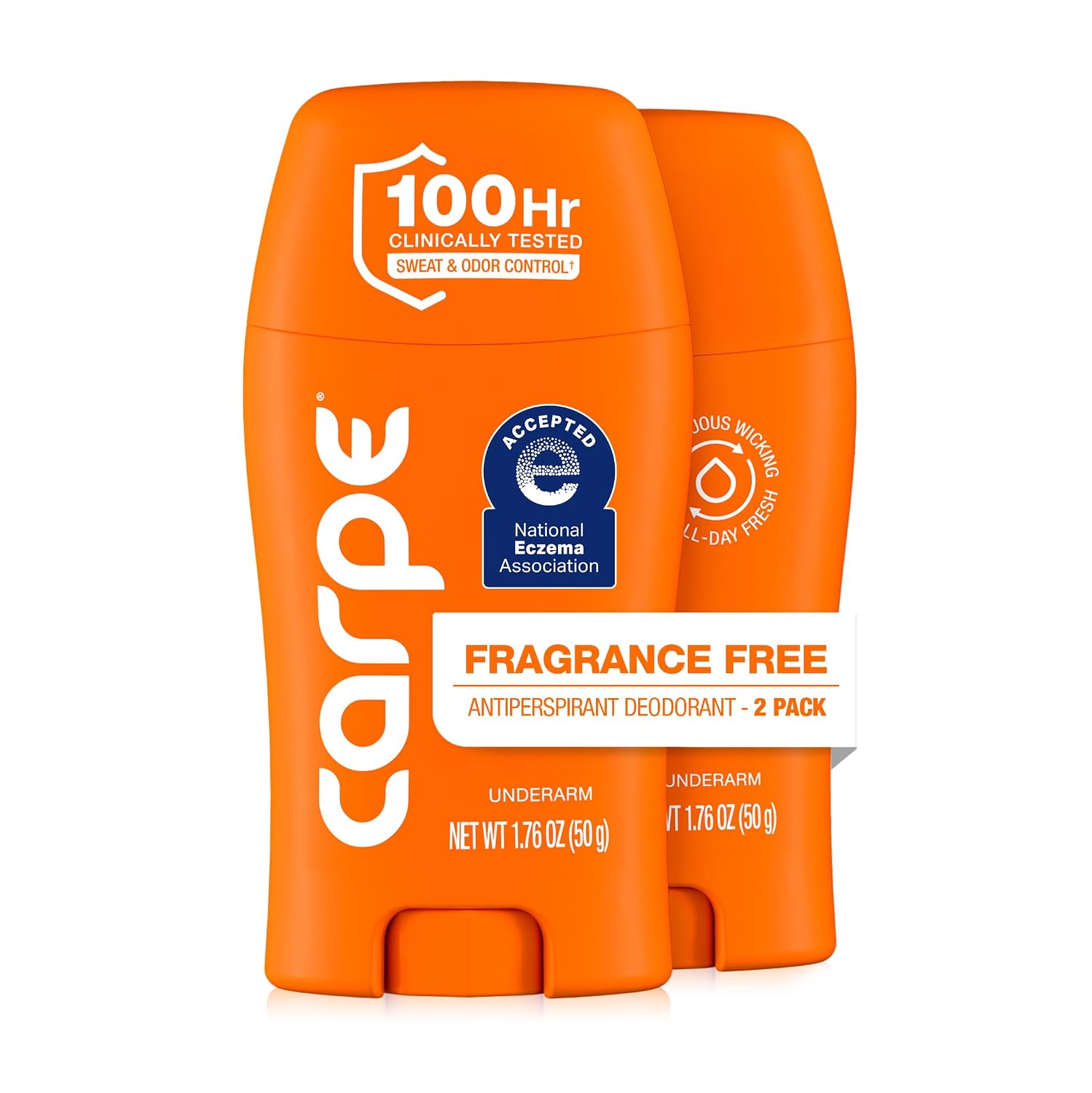 Carpe Underarm Antiperspirant Deodorant for Women and Men - Antiperspirant Deodorant for Stinky, Sweaty Armpits - 100 Hour Sweat & Odor Control - Clinical Strength - Eucalyptus - 2 Pack