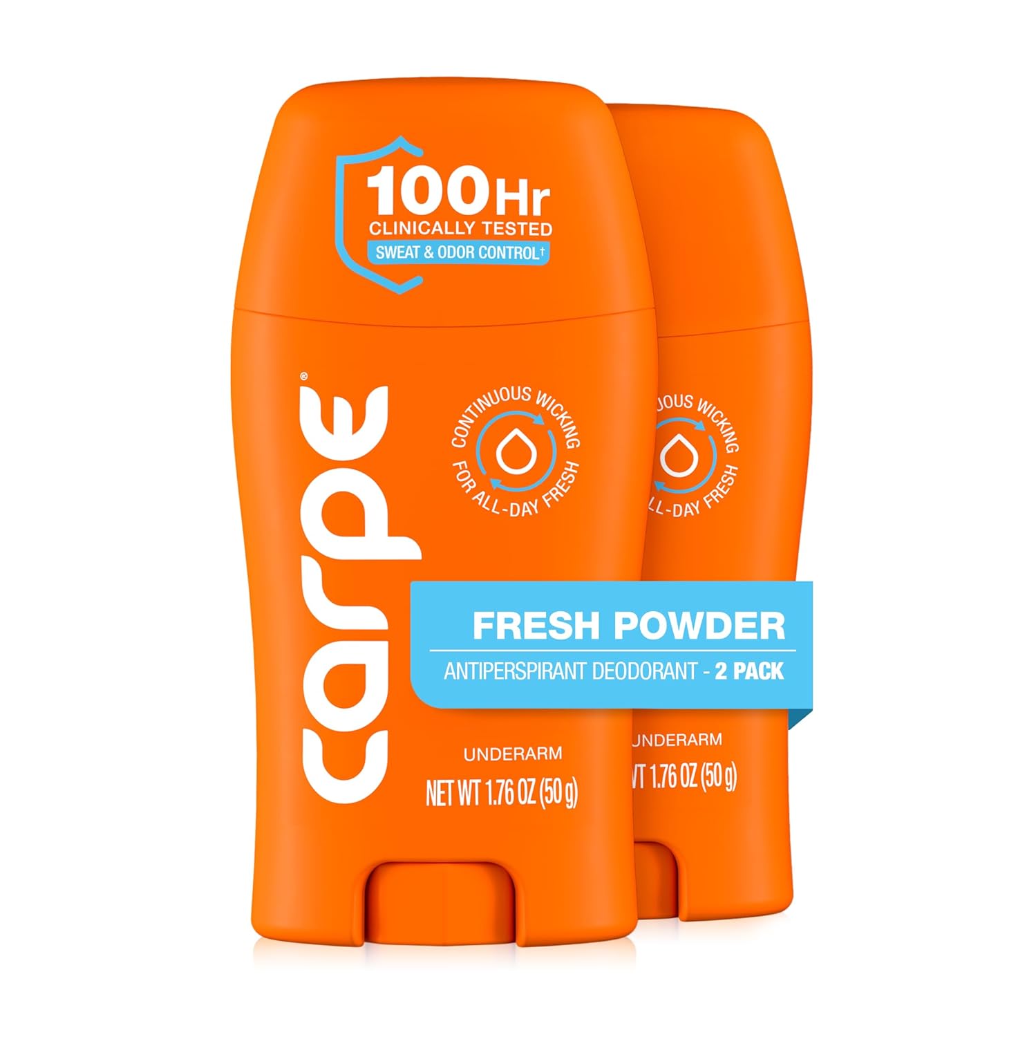 Carpe Underarm Antiperspirant Deodorant for Women and Men - Antiperspirant Deodorant for Stinky, Sweaty Armpits - 100 Hour Sweat & Odor Control - Clinical Strength - Eucalyptus - 2 Pack