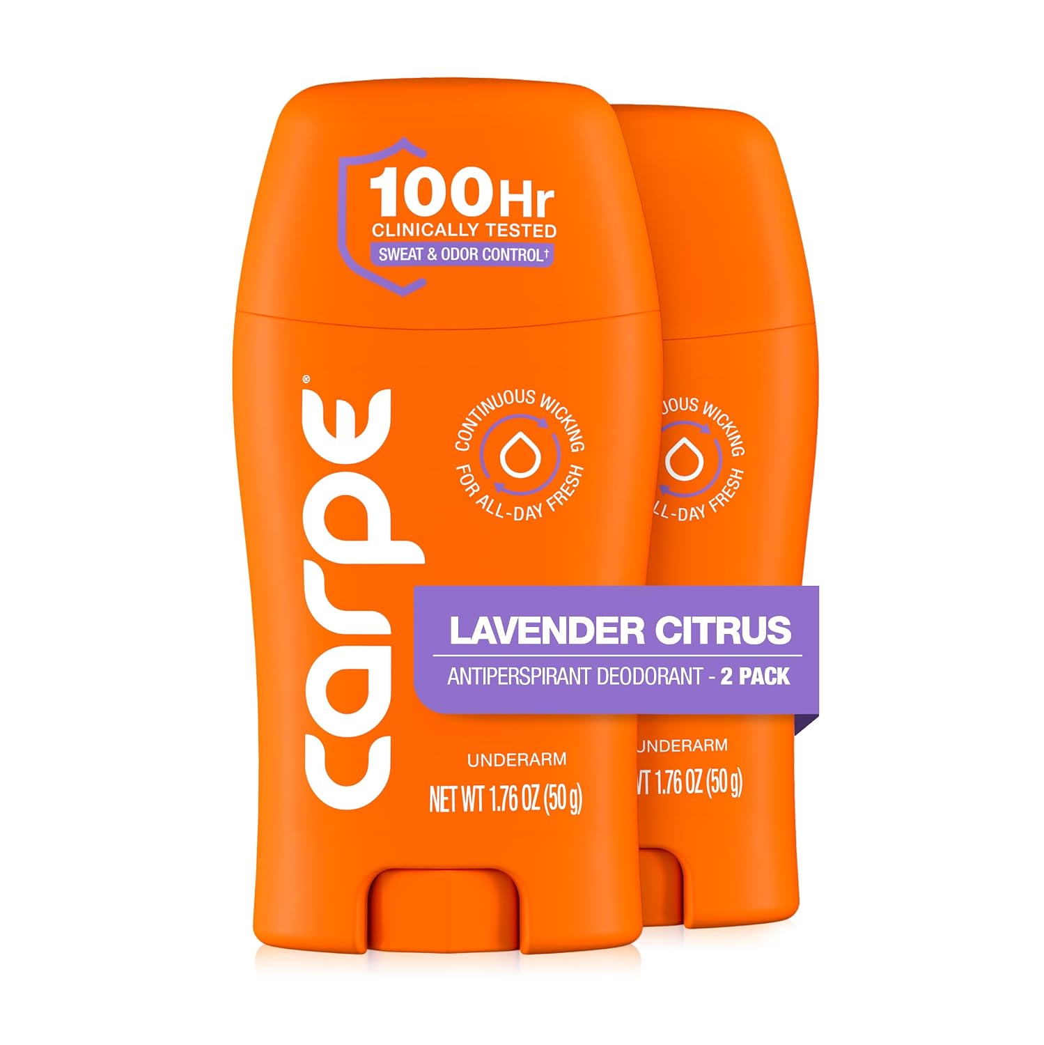 Carpe Underarm Antiperspirant Deodorant for Women and Men - Antiperspirant Deodorant for Stinky, Sweaty Armpits - 100 Hour Sweat & Odor Control - Clinical Strength - Eucalyptus - 2 Pack