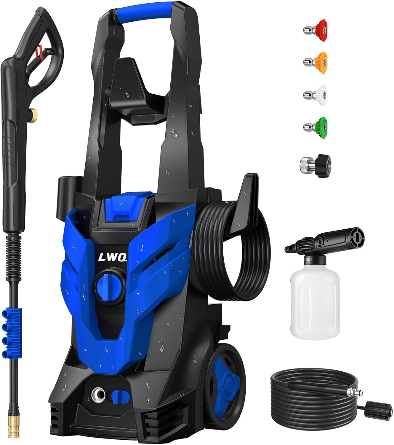 Pressure Washer, Power Washer with 4 Quick Connect Nozzles 1 Foam Cannon, High Pressure Cleaning Machine for Cars/Fences/Driveways/Patios/Farms/Home Cleaning(Bright Green)