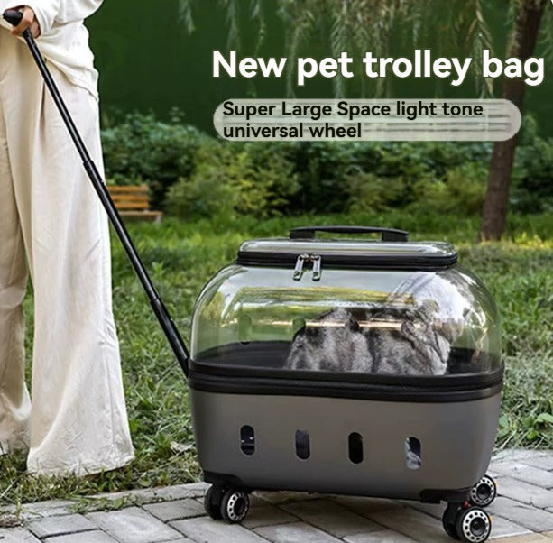 Portable High-Capacity Rolling Pet Carrier for Cats and Small Dogs