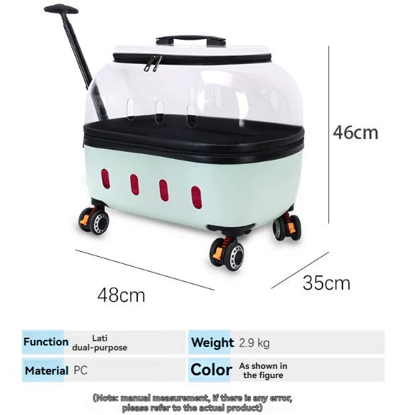 Portable High-Capacity Rolling Pet Carrier for Cats and Small Dogs