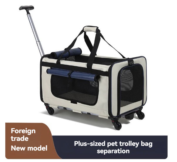 Portable, Large-Capacity Rolling Pet Carrier for Cats and Small Dogs