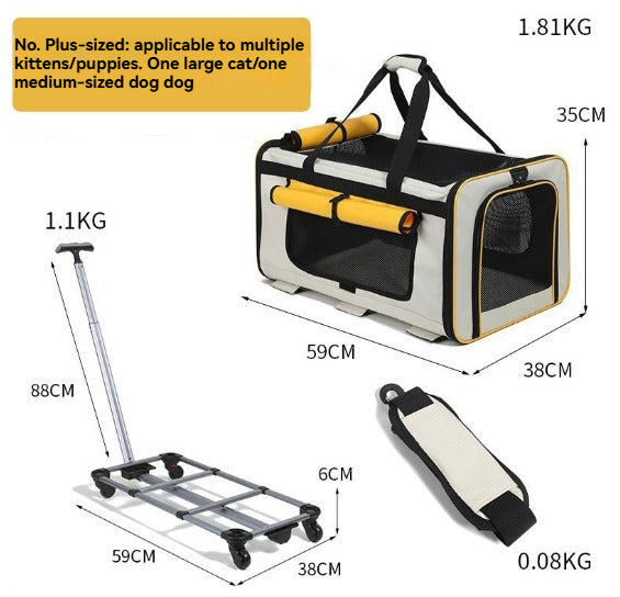 Portable, Large-Capacity Rolling Pet Carrier for Cats and Small Dogs