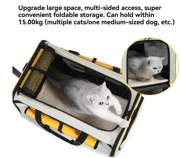 Portable, Large-Capacity Rolling Pet Carrier for Cats and Small Dogs