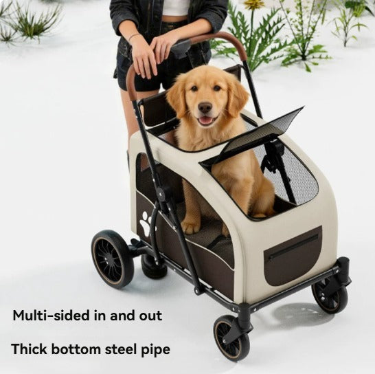 Foldable Pet Stroller for Medium to Large Dogs and Cats – Outdoor Pet Carriage