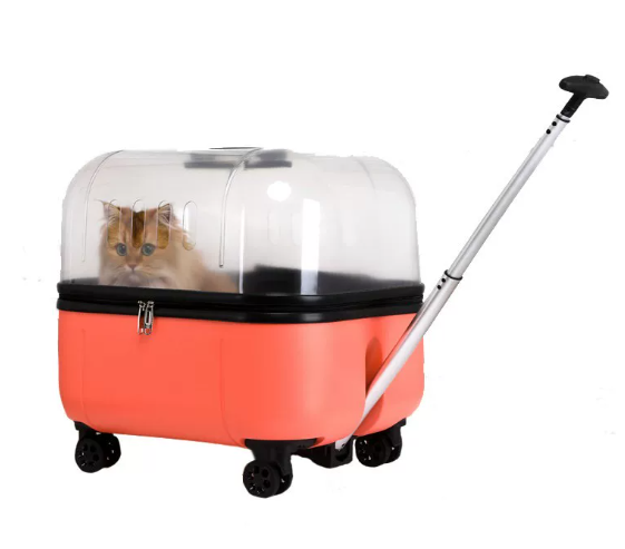Portable High-Capacity Rolling Pet Carrier for Cats and Small Dogs