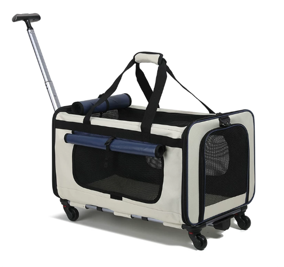 Portable, Large-Capacity Rolling Pet Carrier for Cats and Small Dogs