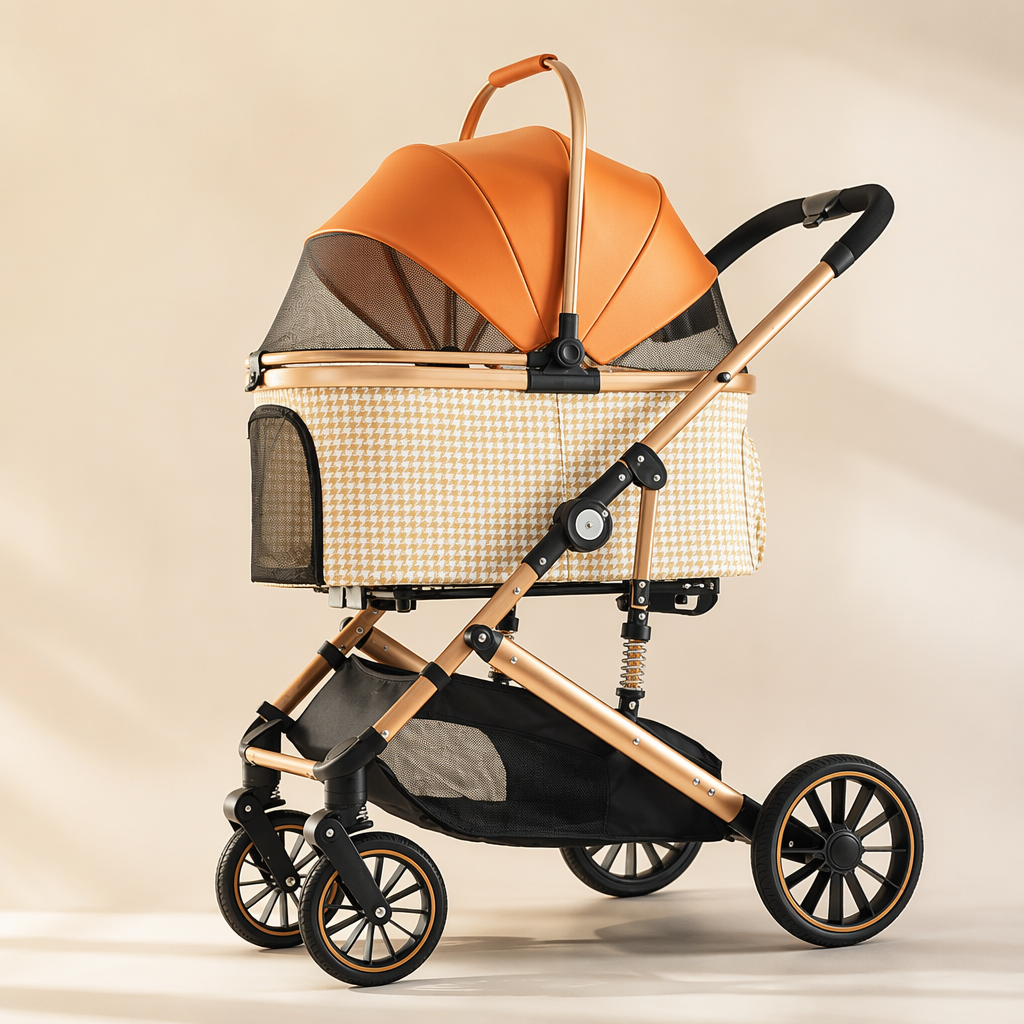 2026 New Model Pet Stroller: One-Click Folding Stroller for Cats and Small-to-Medium Dogs